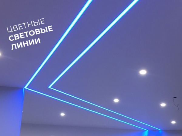 Натяжные потолки в гостиной